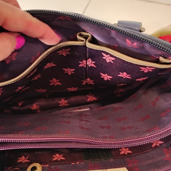 Anuschka Stars & Stripes Hand-Painted Leather Satchel Purse Eagle America USA - Picture 2 of 9